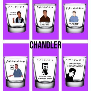 TV FRIENDS "Chandler" Shot Glass/Gift Box set of 6, Matthew Perry